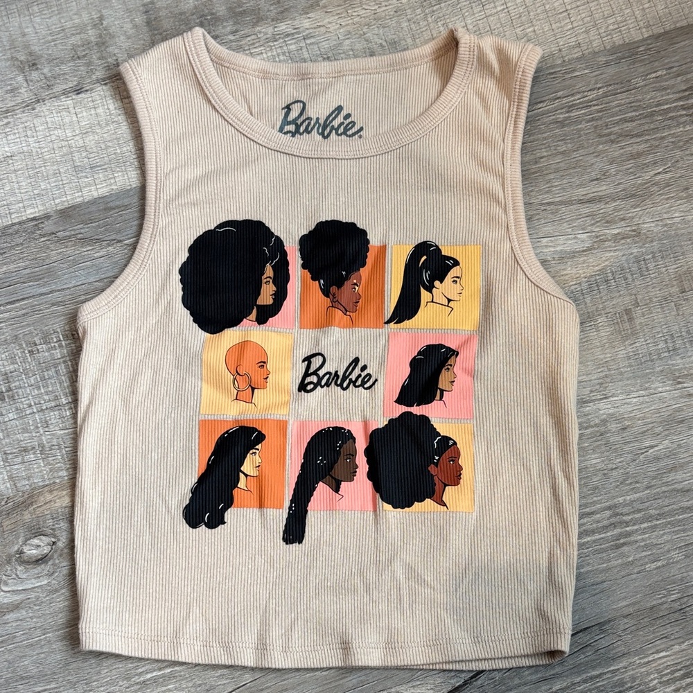 Barbie Beige Tank Top with Diverse Graphic